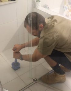 Blocked drain. Slow to drain shower